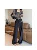Women's High-Waisted Black Wide-Leg Pants - Spring/Autumn Drapey Suit Pants with a Relaxed Fit