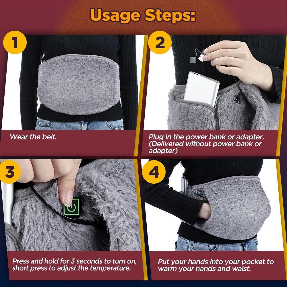 Low-Voltage USB Charging Electric Heated Waist Warmer Heating Pad Home Office Outdoor Trips