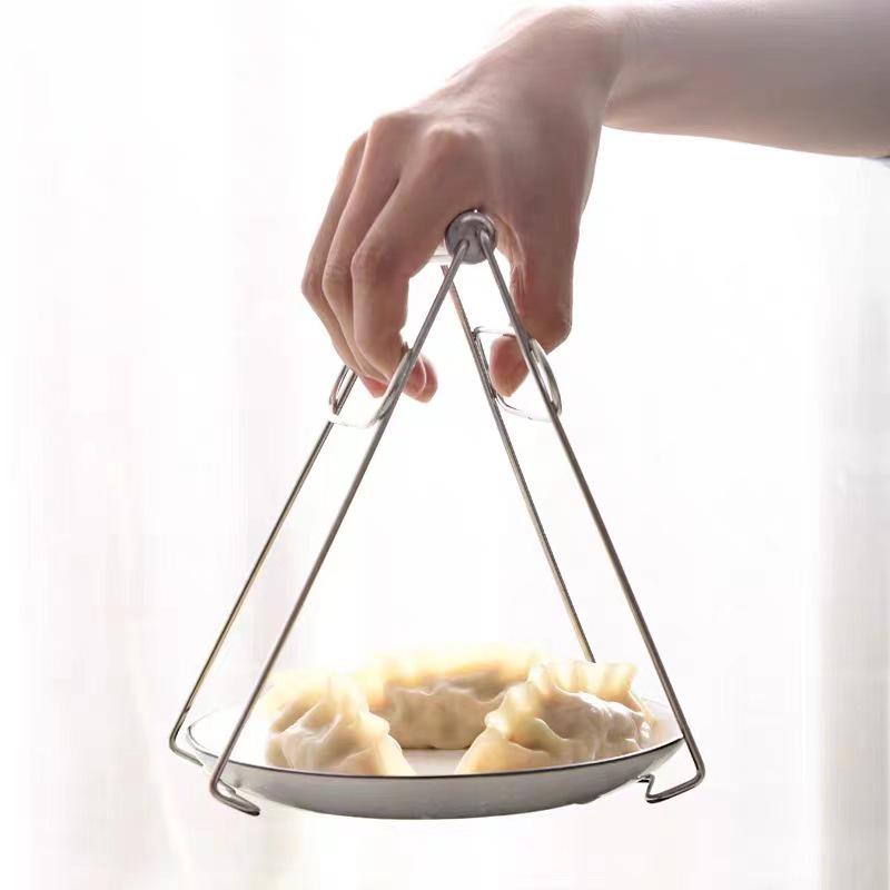 Stainless Steel Anti-Scald Tongs: Non-Slip Kitchen Tray & Plate Lifter