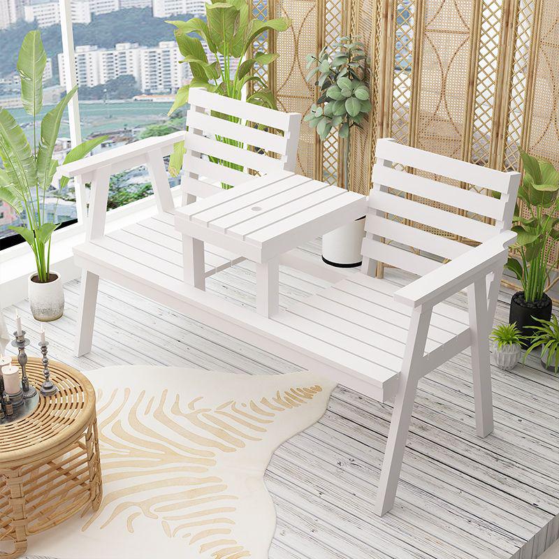 Krzesło ogrodowe zewnętrzne z litego drewna: Podwójna ławka kempingowa, na podwórko lub balkon