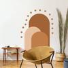 Boho Geometrické Abstraktní Samolepky na Zeď, Samolepicí Obloukové Samolepky v Barvách Morandi pro Dekoraci Stěn Ložnice Obývacího Pokoj