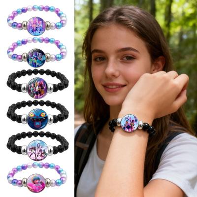 Korean Pop Beaded Bracelet Anime Inspired Fashion Bracelet Colorful Beads Bracelet for Women Men Girls Boys Fans
