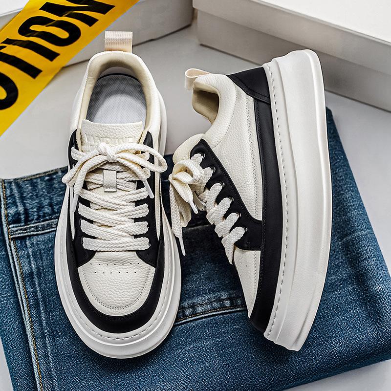 Men'S Shoes Spring New Men'S Thick-Soled Heightening White Shoes Student Versatile Casual Sports Board Shoes Comfortable And Light