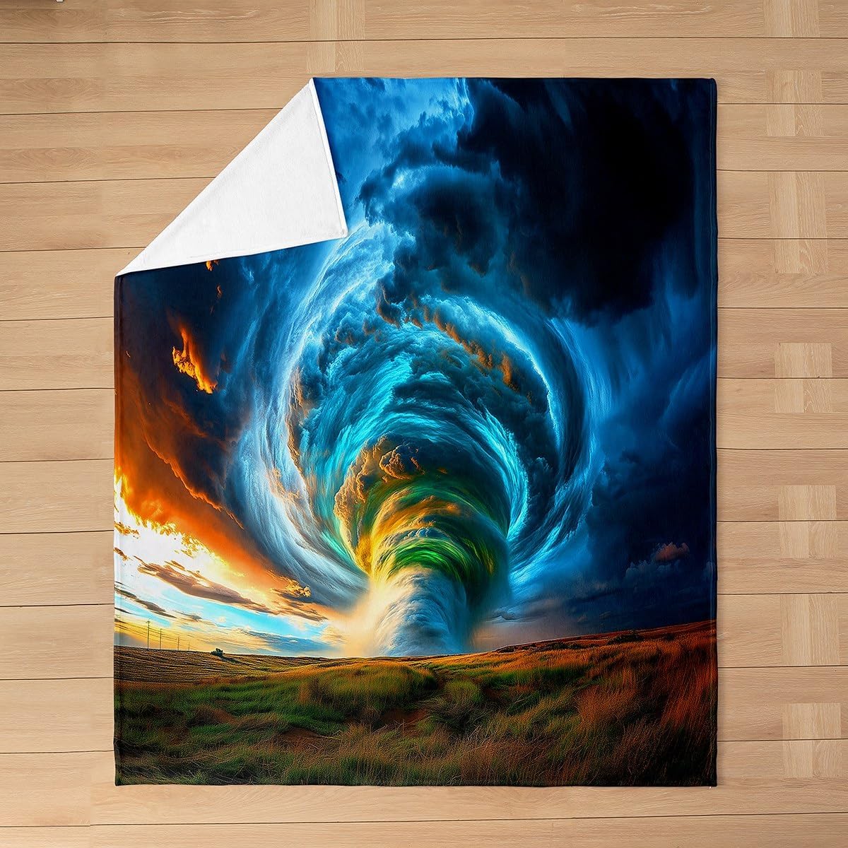 Textilien Unisex Coral Tornado Flannel Blanket Luxury Soft Throw Blankets,Natural Disaster Tornados Print Blanket For Kids Teens Adults Bedroom Decor