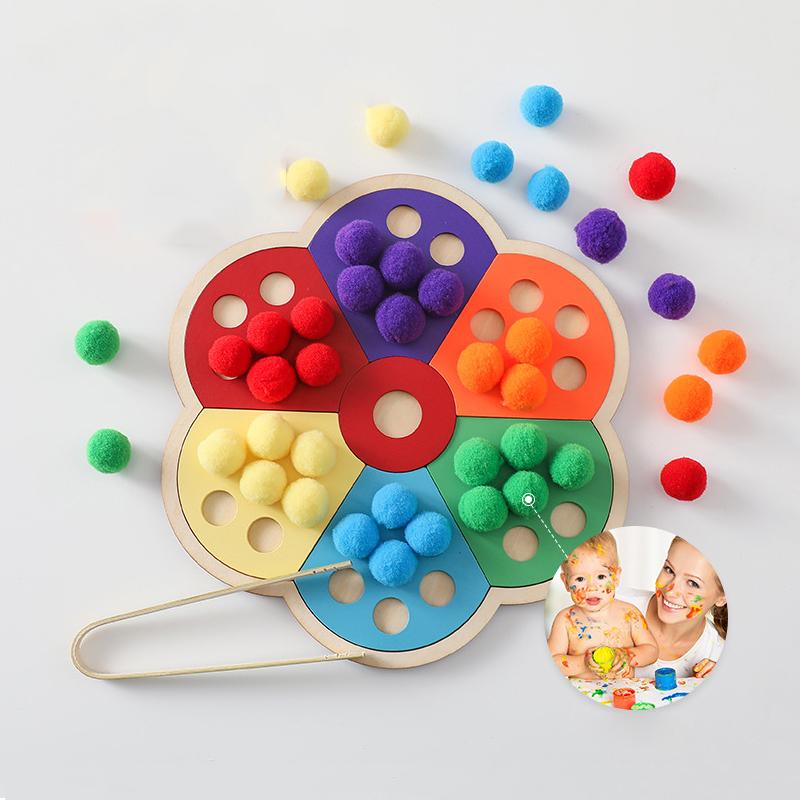 Holz Montessori Spielzeug Blumenform Regenbogenbrett Kinder Feinmotorik Bildung Spielzeug Baby Farbensortierung Sensorisches Spielzeug Kinder Geschenk