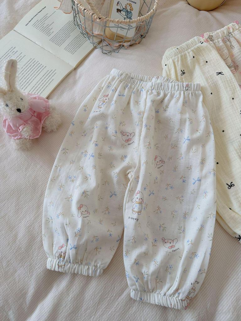 Ten-Color Cartoon Cotton Gauze Mosquito Repellent Pajama Pants for Boys & Girls - 100% Pure Cotton, Thin Summer Style