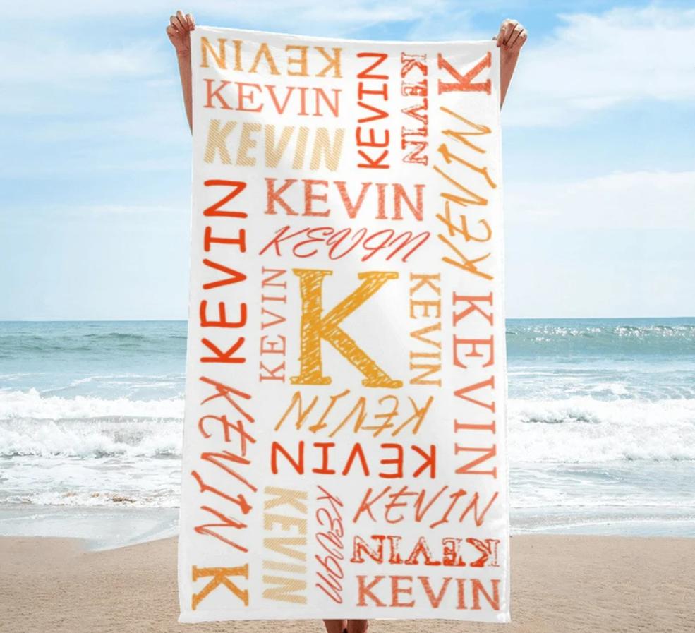Custom Name Beach Towel ,Personalized Beach Towels, Custom Text Hand Towel,Custom Pool Travel Beach and Bath Towels for Kids