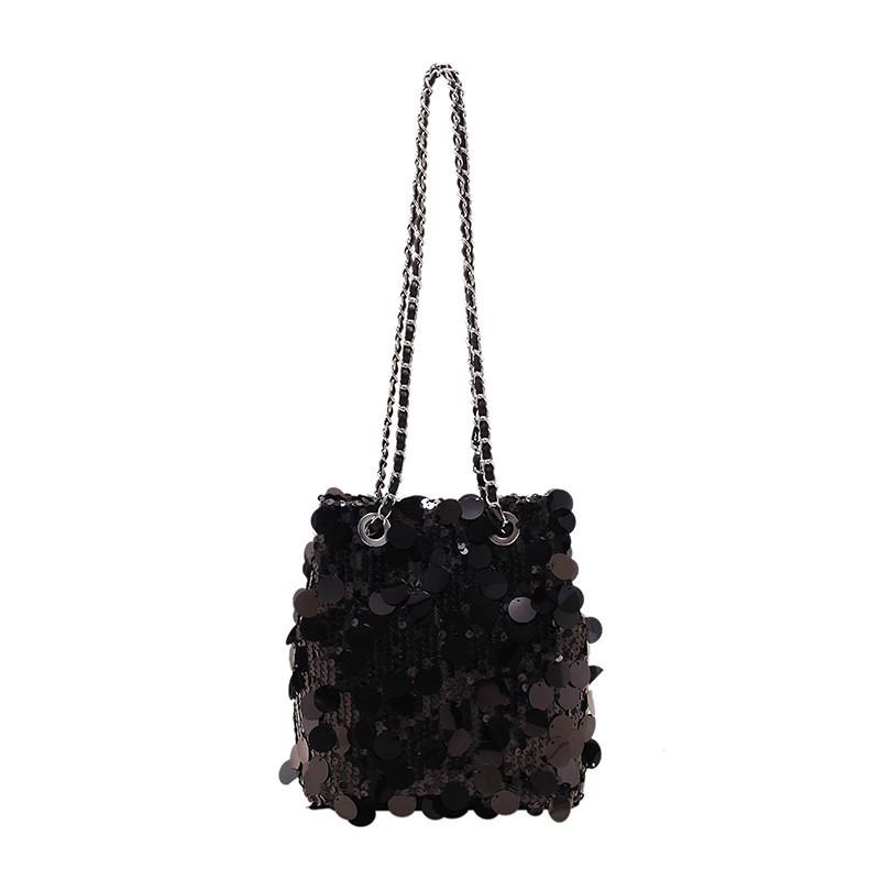 Ielgy Fashion Sequined Shoulder Messenger Bag Large Capacity Bucket Bag