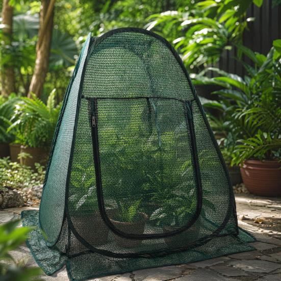 Pop Up Plant Sunshade, with Zipper Easy Access Breathable Mesh Cover, Ground Nails Fixing Shade Tent, Protects Outdoor Plants from Sun Birds Small
