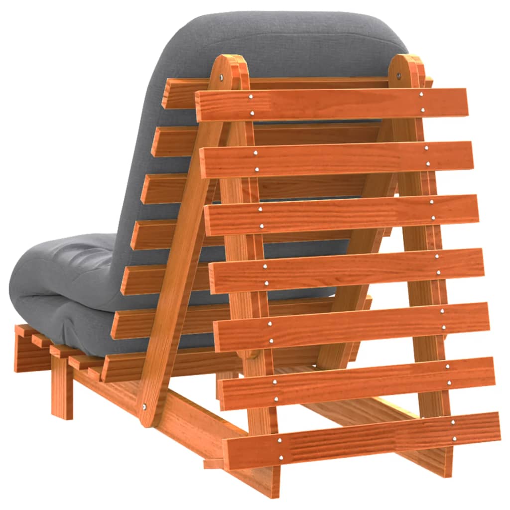 Vidaxl Sofa Rozkładana Futon, Z Materacem, Woskowy Brąz, 60X206X11 Cm