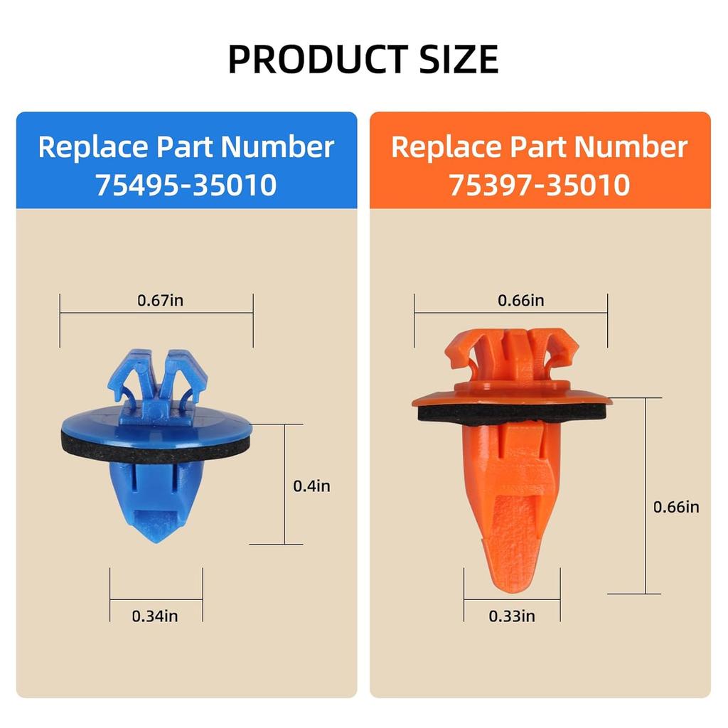 100 Pcs Fender Flare Clips Molding Retainer Clips For Toyota 4Runner, FJ Cruiser, Highlander, RAV4, Tacoma - Push Door Trim Fastener - Replace OEM: