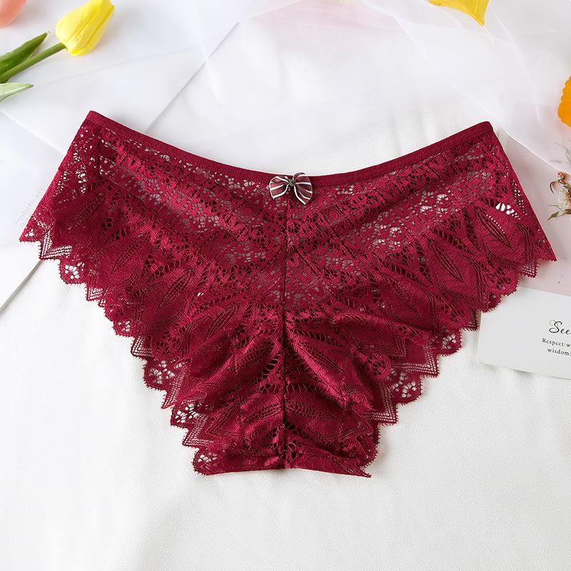 New Sexy Women Panties Lace Underwear Low-Waist Briefs Hollow Out G String Underpants Solid Comfortable Lingerie Dropshipping