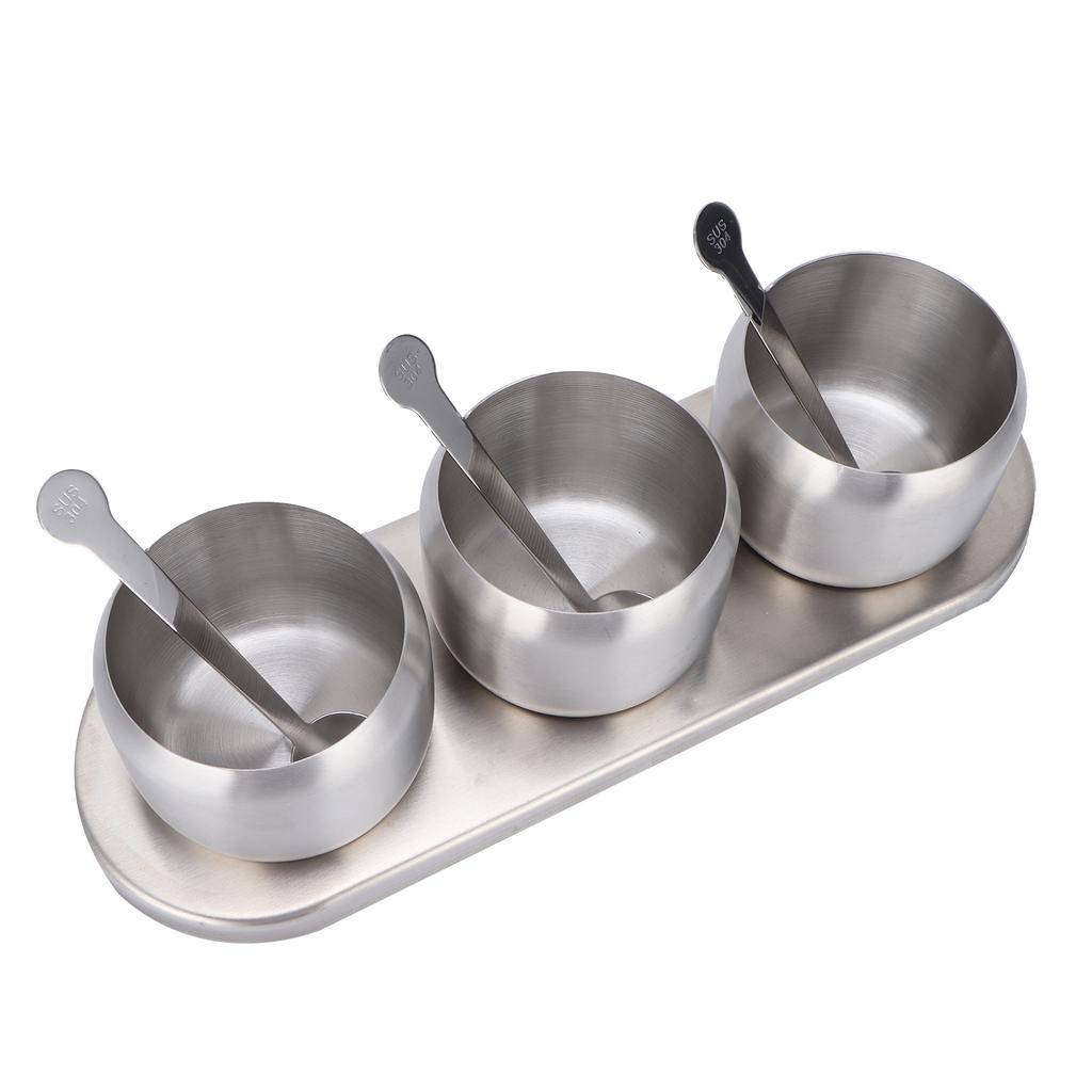 Seasoning Pot Set 304 Stainless Steel Condiment Spice Salt Sugar Pepper Bottle Container