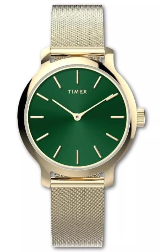 

TIMEX Женские часы Timex Hailey TW2W87500 кварцевые 5 АТМ водонепроницаемые минеральное стекло зеленый циферблат латунь [Товар]