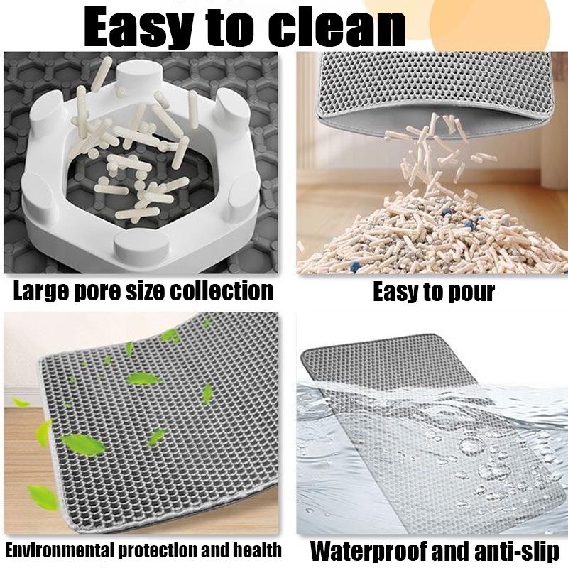 Double Layer Cat Litter Mat Waterproof Pet Toilet Cat Litter Trapping Mat Non Slip Double Layer Cats Litter Box Pad Pet Product