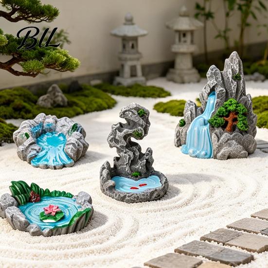 Mini Rock Arrangement for Landscaping 2 Pcs Miniature Stone Statue Resin Fake Models Diorama Delicate Art Piece Supplies Micro Train Landscape Railway