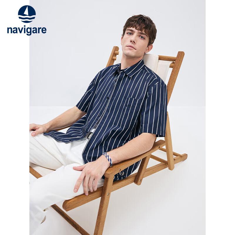 Navigare Men s Striped Cotton Short Sleeve Shirt XL