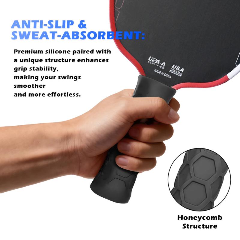BA-High Elastic Silicone Handle Protective Cover Octagonal Honeycomb Pickleball Paddle Racket Grip Cover Accessories