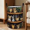 1pc Cozy Cats And Shelves Large Capacity Storage Basket Large Capacity Open Laundry Basket And Storage Box, Ideal for Apartments, Dorms, And Laundry R