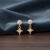 Star Drop Stud Earrings - 925 Sterling Silver Yellow Plated