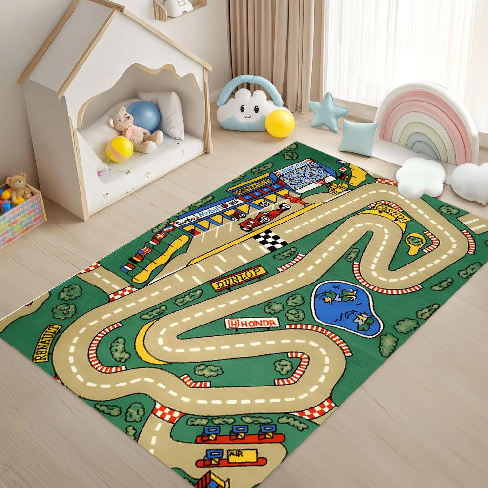 Cartoon Runway Carpet Parking Lot Road Game Floor Mat Household Non-Slip Dirt Resistant and Easy To Manage Foot Mat