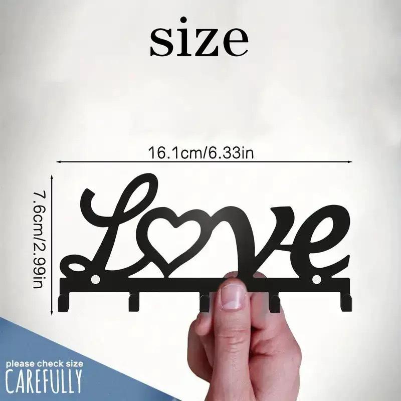 Metal Letter Key Storage Hook Rack - Decorative Wall-Mounted Silhouette for Bedroom