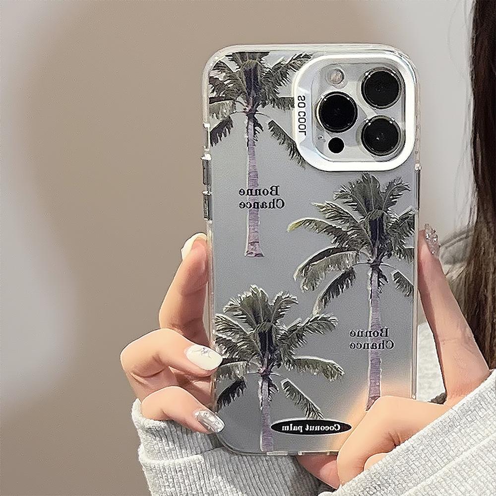 Coconut Tree Electroplating IPhone15 Suitable for 16Pro Max Mobile Phone Case 12 Apple 13 Trendy Brand 11 Anti Fall