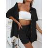 Women's Loose Fit Two-piece Set Short Sleeve Shirt Elastic Waist Shorts Casual Streetwear Matching Co-ord
