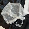 2026 Pastoral Style Lace Triangle Scarf Headband - Sweet Temperament Retro Plaid Ribbon Accessory.