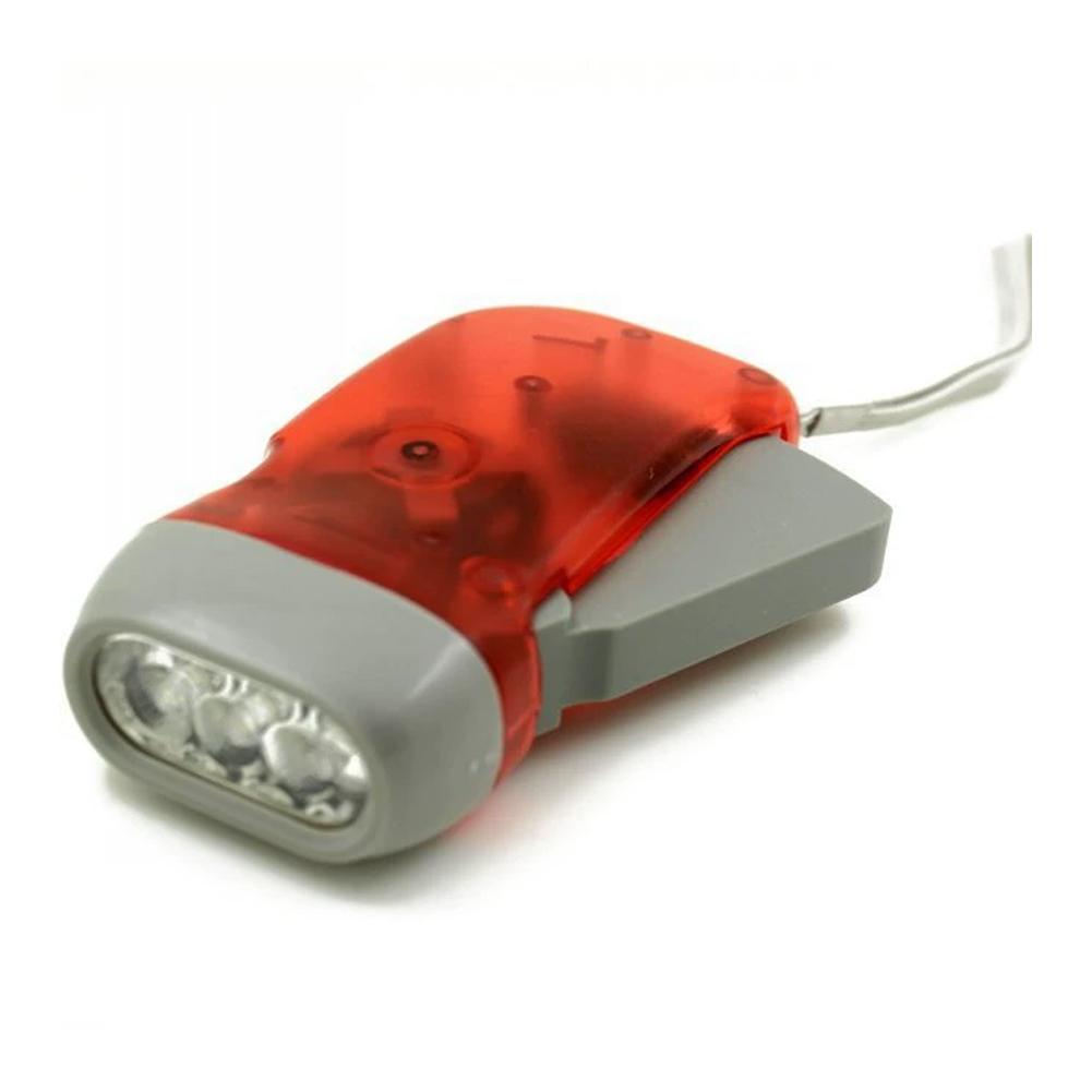 3 Colors Hand Pressing Dynamo Crank Power Wind Up Flashlight Mini Self Generating Torch LED Camping Lamp Light for Outdoor Home