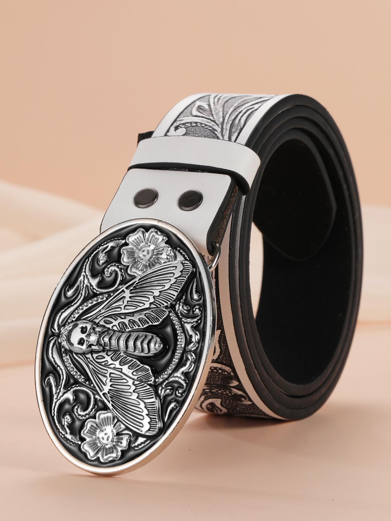 

Посеребренный Подсолнух Женский ремень Spice Girl Тисненый Винтажный ремень с пряжкой из пластины Джинсовый декоративный ремень 112cm