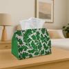 1pc Tissue Box Holder Green and Silvery Pattern with Leaves Multifunctional Napkin Dispenser for Home Party Car Decor Decorative Tissue Paper Organize