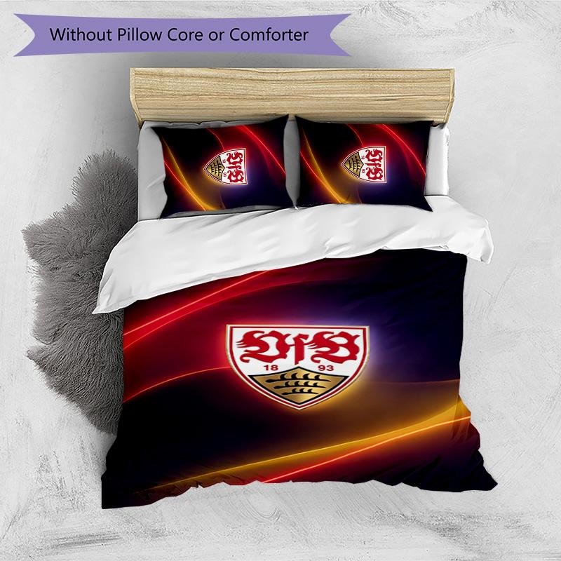 Set Lenzuola Stampato Calcio VfB Stuttgart 3 Pezzi, Comodo Set Copripiumino per Camera da Letto Amico della Pelle