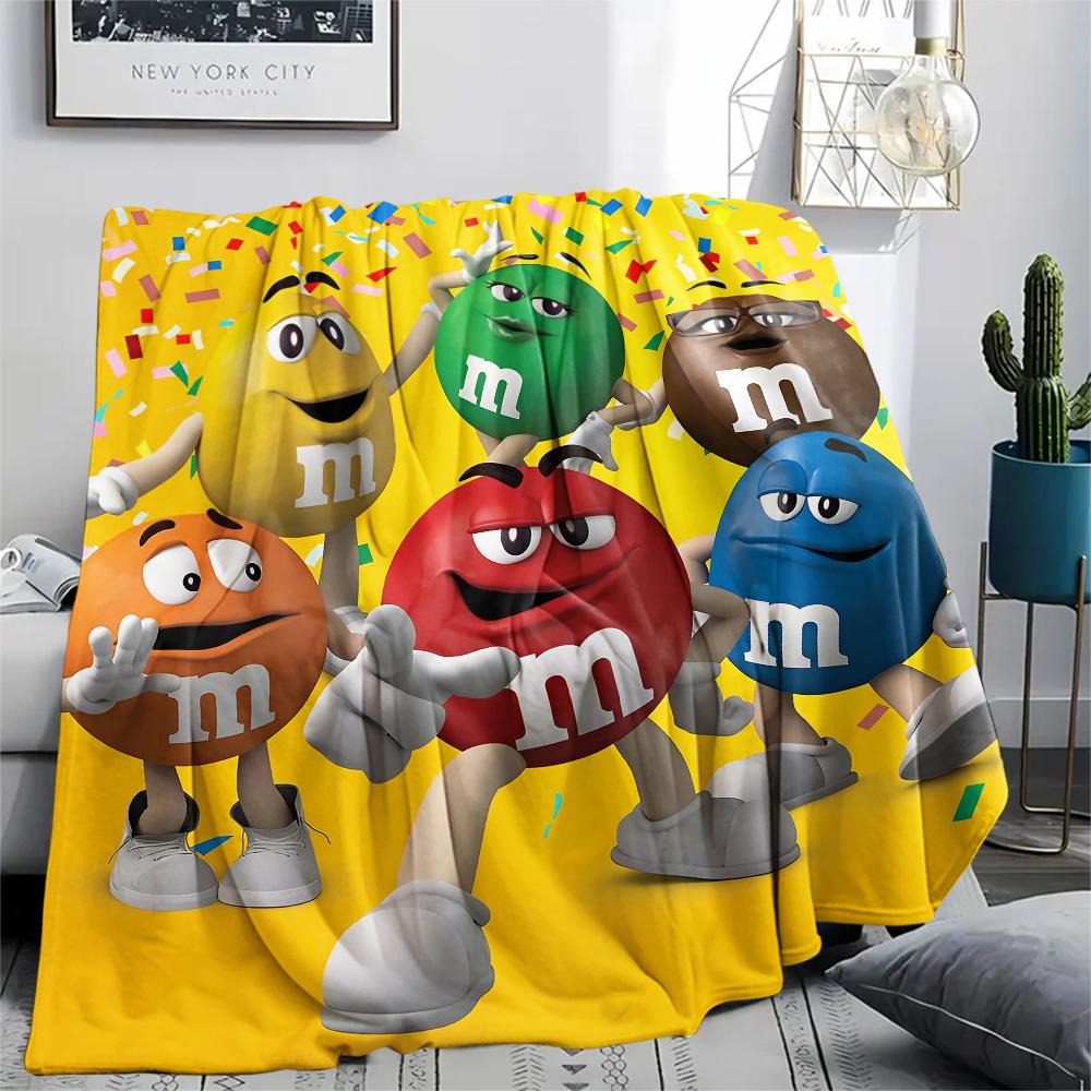 1pz Coperta in Flanella con Stampa M&M's, Alta qualità, Per Tutte le Stagioni, Decorazione per la Casa, Calore e Comfort, Perfetta per Regali di Natale