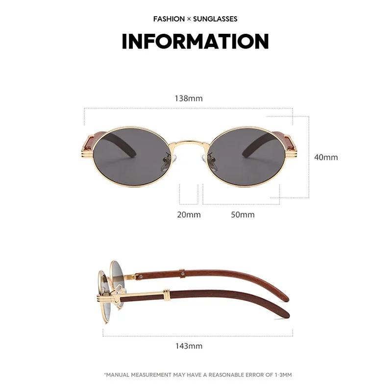 Vintage Small Oval Sunglasses Men Wood Leg Sun Glasses Fashion Round UV400 Goggles Eyewear Shades