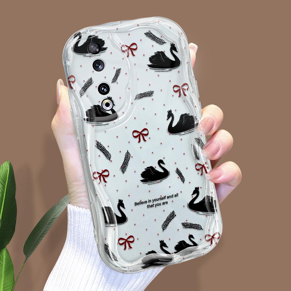 Søt tegneseriemønster kremteksturomslag Bølget kant mykt silikondeksel Telefondeksel til Huawei Honor Infinix Tecno iPhone