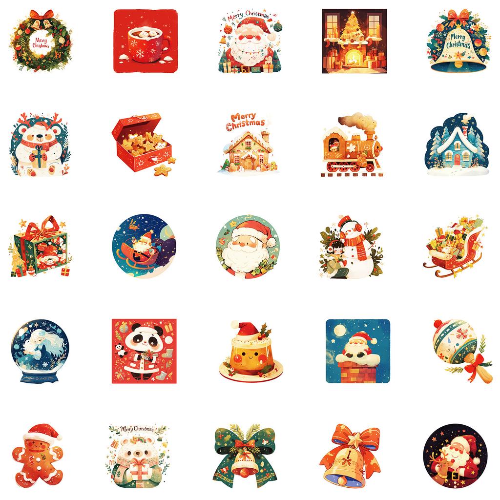 50 Christmas Personalized Festive Cartoon Children's Stickers Party Decoration DIY Water Cup Laptop Stickers