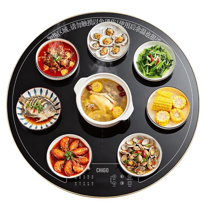 CHIGO 2025 Partitioned Temp Control Rotatable Food Warming Plate CN plug (adapter included)