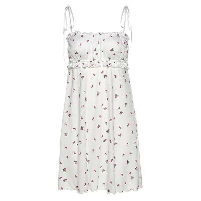 Sweet Floral Suspender Skirt - Cute Summer Dress for Women, Nightdress Outerwear, Pure Desire Style