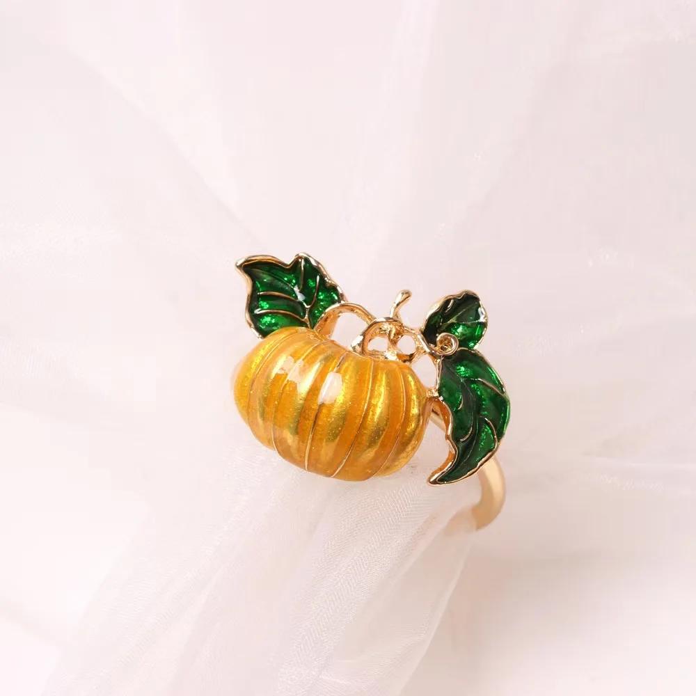 6pcs/lot Halloween Pumpkin Napkin Rings Metal Napkin Holder, Table Decoration and Accessories Christmas Home Decoration Fashion