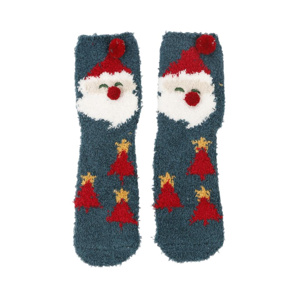 Ladies' Christmas Socks Christmas Tree Socks Thickened Warm Coral Velvet Sleep Socks Cartoon Elk Snowman