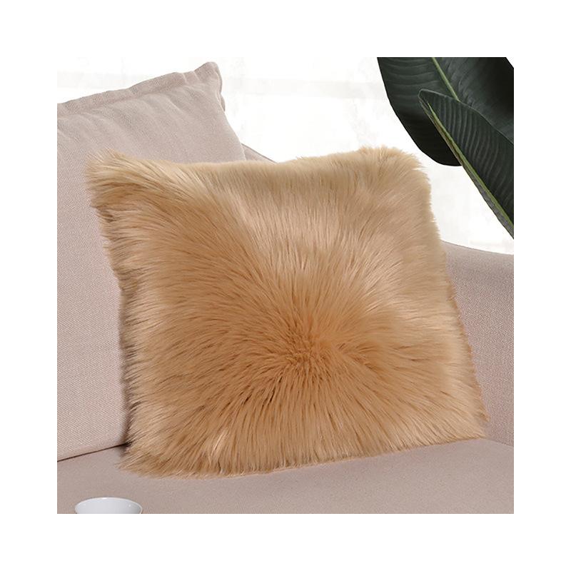 Imitation Wool Acrylic Office Home Solid Color Plush Pillow Pillow Lumbar Pillow Cushion