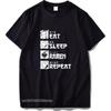 Eat Sleep Anime Repeat Shirt Funny Japanese Unisexga Gift Tee Tshirt Cotton Standard Size European Clothes Digital