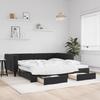 VidaXL Daybed with Trundle and Drawers Black 90x190 Cm Velvet 3196754