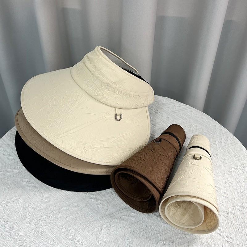 Hollow Top Wrinkled Sun Hat Wide Brim Lightweight Hat Women Travel Accessory