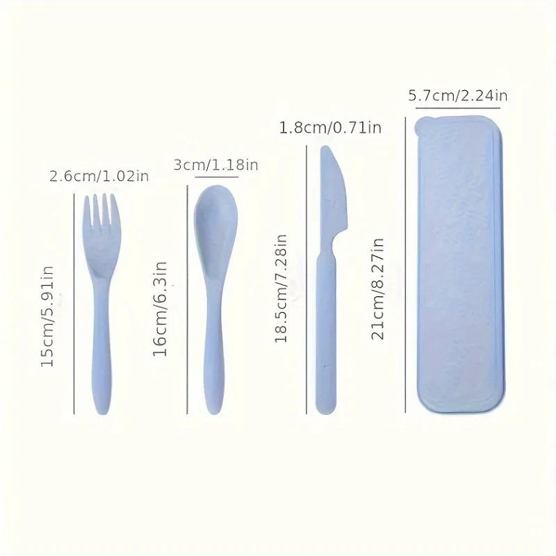Set di posate portatile 3 in 1 Riutilizzabile Set di utensili per casa e viaggio Forchetta Cucchiaio Coltello con Scatola Set di stoviglie Tavola da picnic e campeggio