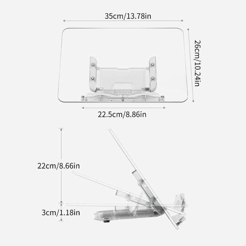 Transparent Book Stand 13 Adjustable Height Portable Cookbook Holder Students Reading Bookstand Laptop Tablet Bracket