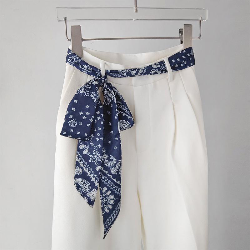 Damen Marineblauer Seidenschal Gürtel - Stilvolles Taillenbetonendes Schleifen-Accessoire für Jeansröcke, Kollektion 2025