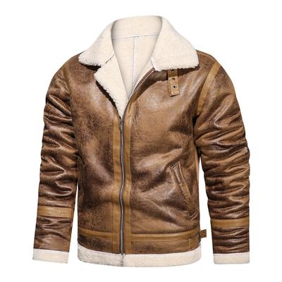Casual Jacket Lapel Artificial Fur One-piece Men's Jacket European and American Style Fashionable Leather Jacket for Men