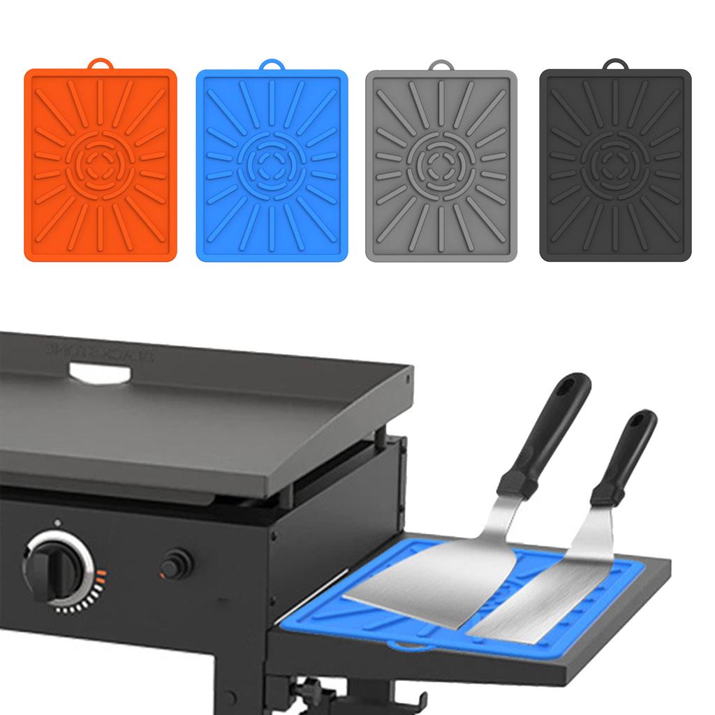 Silicone Spatulas Mats 14.1x11.2inch Utensils Rest Pad Heat Resistants Grill Side Shelf Mats Food Grade Grill Kitchen